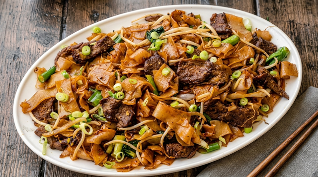 Beef Stir Fry with Flat Noodle.